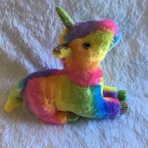 Wild Republic Unicorn Rainbow Kids Lying Down Stuffed Animal Plush Multicolored
